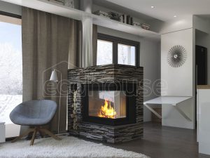 Modern 1 storey Ecohouse Fireplace